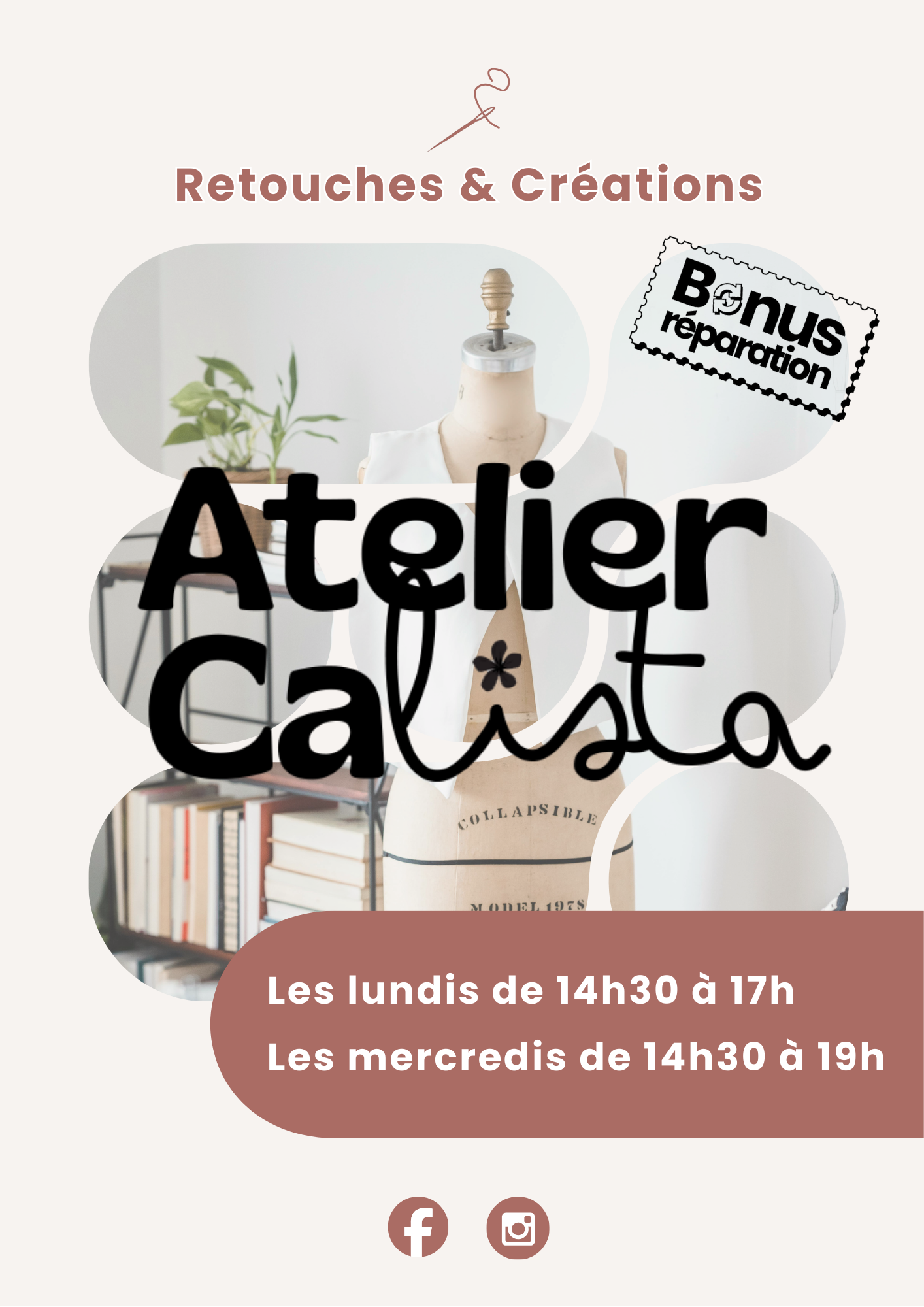 Photo affiche Atelier Calista, retouches couture